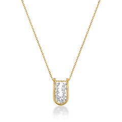 Rosario Navia Mara Small Folded Link Pendant in 18K Gold, Platinum, and Diamonds