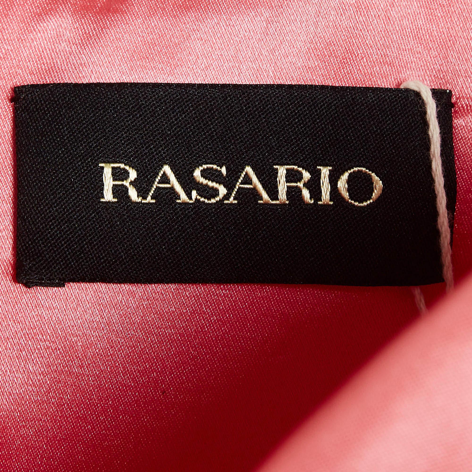Rosario Pink Satin Puff Sleeves Corset Midi Dress S in vendita 1