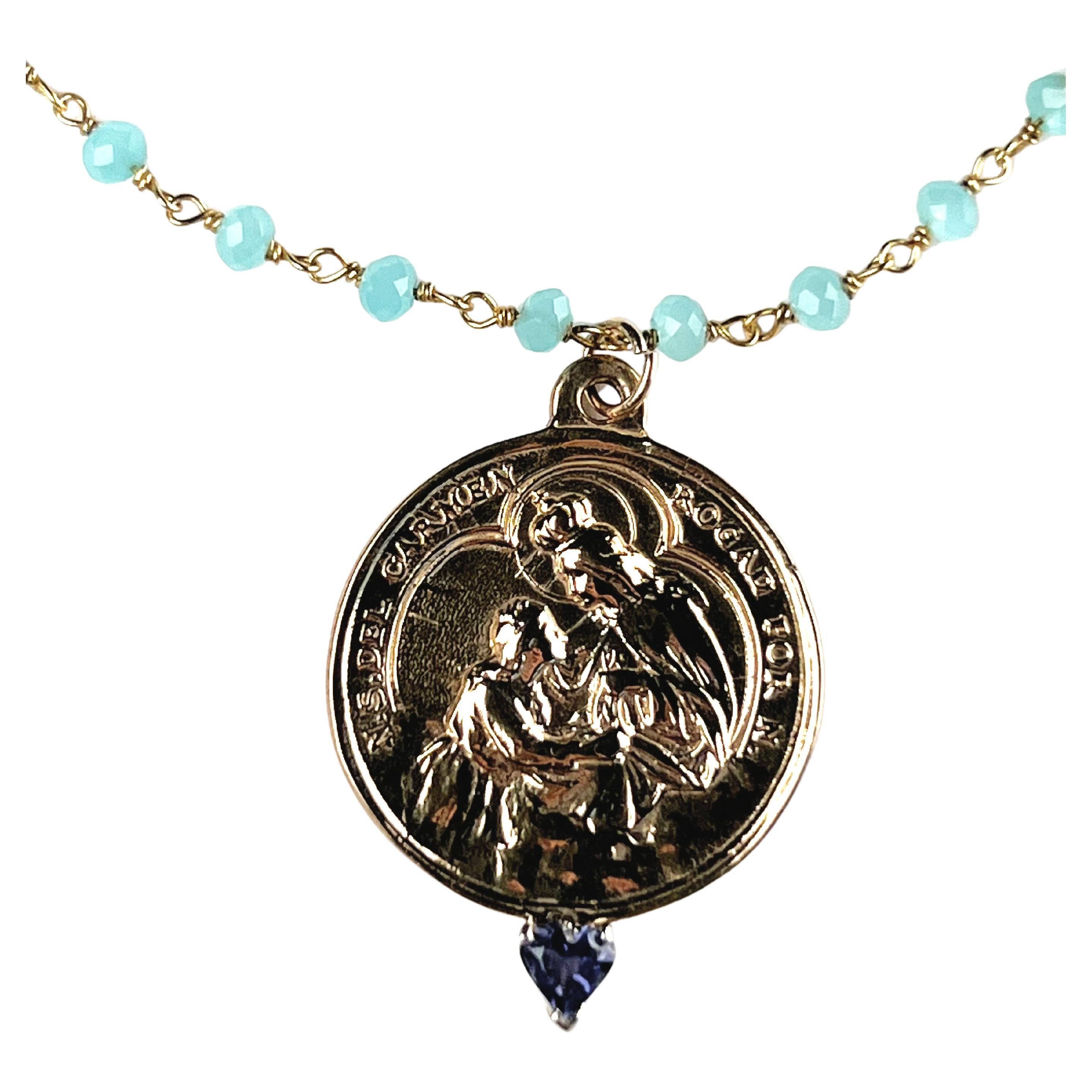 Rosario Spanish Medal Necklace Tanzanite Heart Virgin Mary J Dauphin