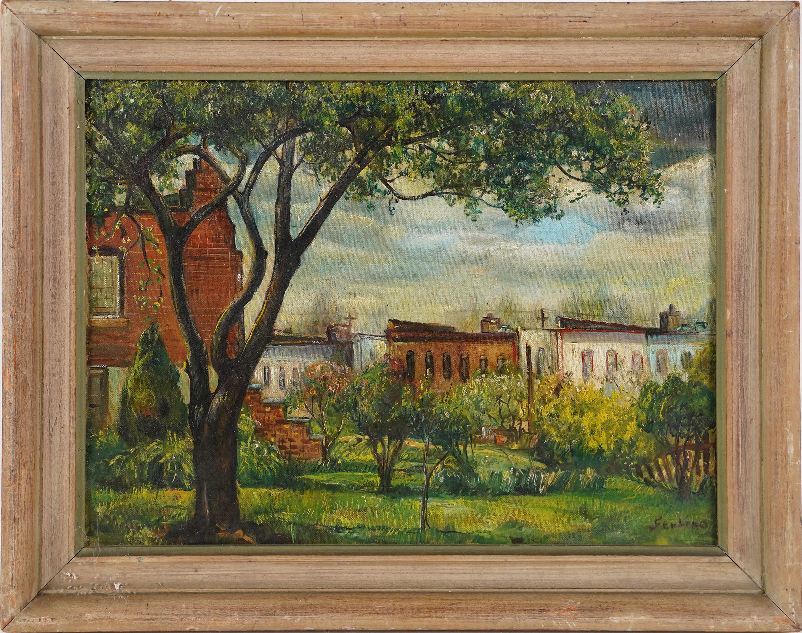 Rosario Gerbino, signiertes amerikanisches Landschaftsgemälde, Moderne Stadtlandschaft, gerahmt – Painting von Rosario Urbino Gerbino