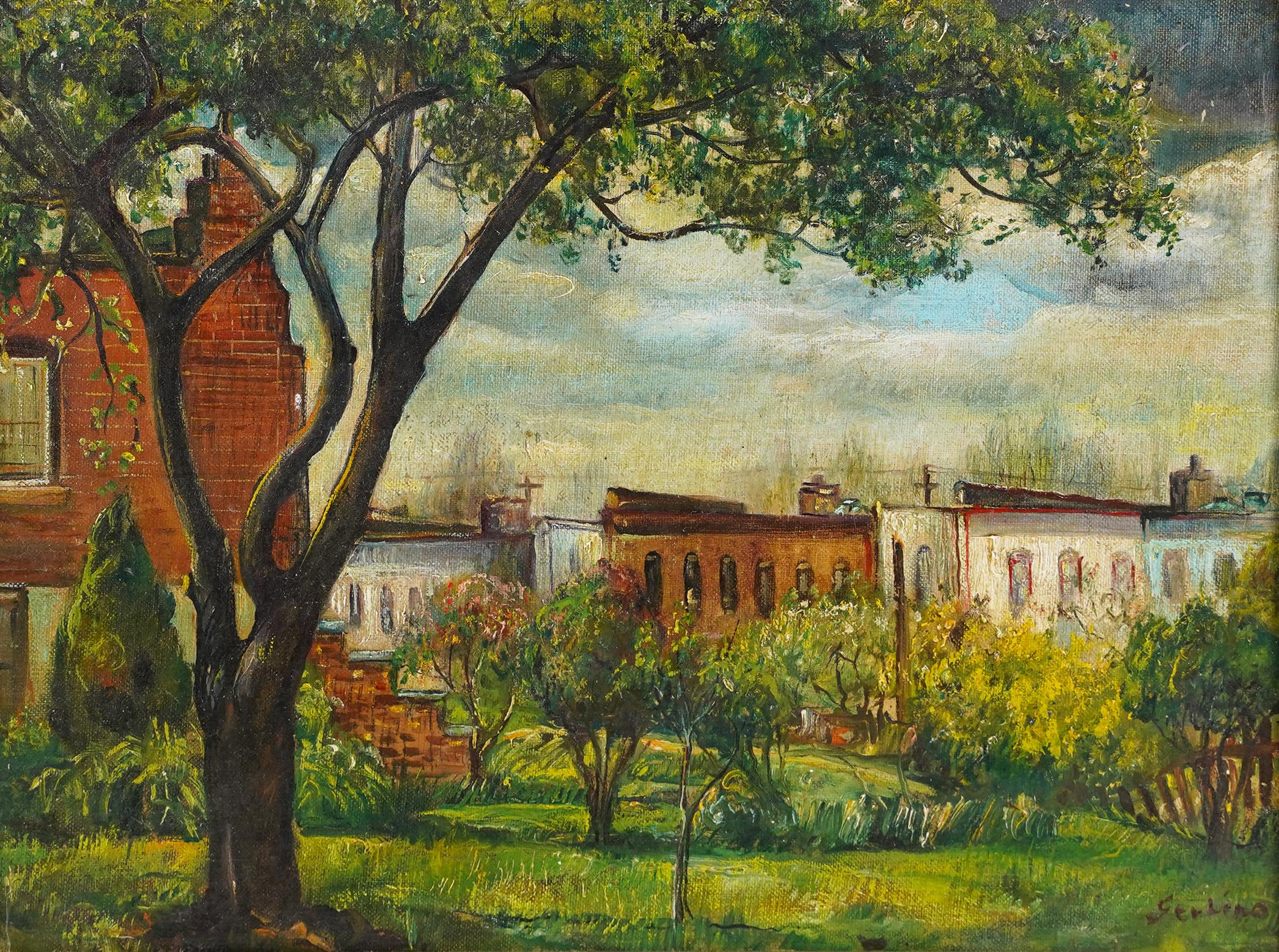 Landschaftsgemälde von Rosario Urbino Gerbino.  Öl auf Leinwand.  Unterschrieben.  Gerahmt.  Bildgröße: 12H x 16L.

