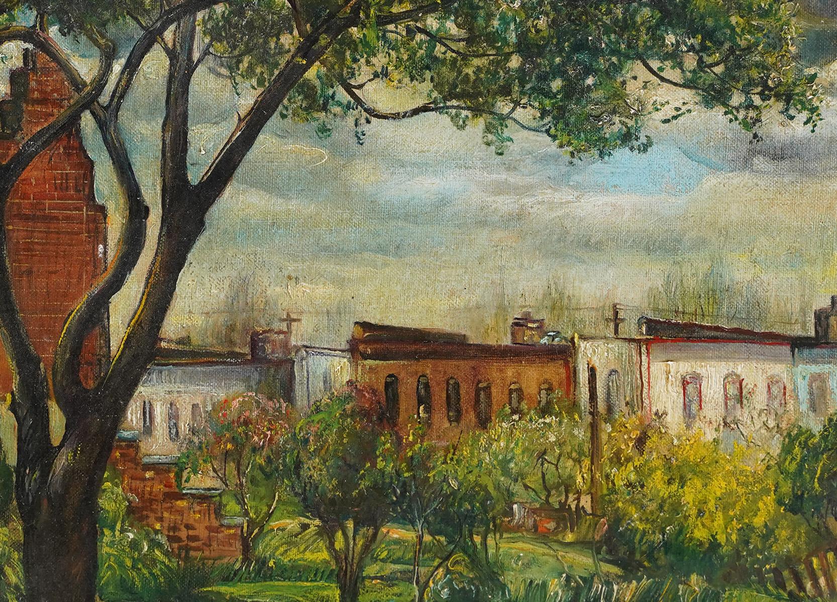 Rosario Gerbino, signiertes amerikanisches Landschaftsgemälde, Moderne Stadtlandschaft, gerahmt 1