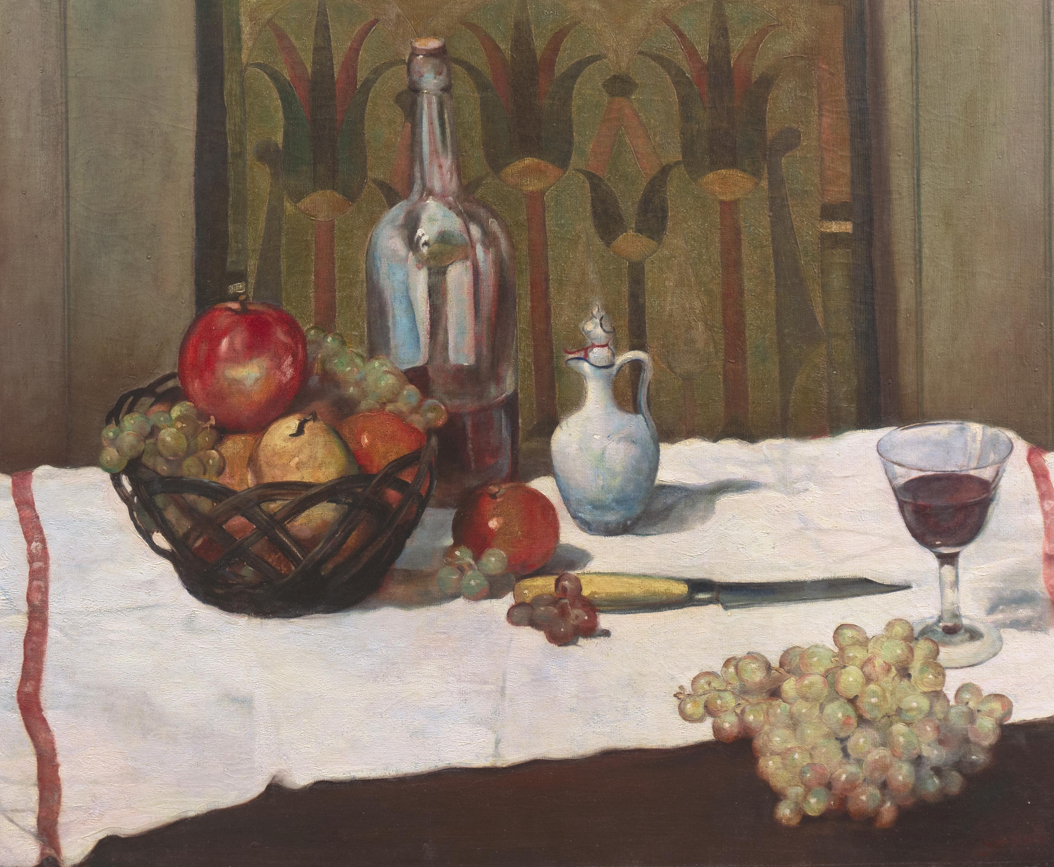 „Stillleben von Obst und Wein“, Salmagundi Club, PAFA, AIC, National Academy – Painting von Rosario Urbino Gerbino
