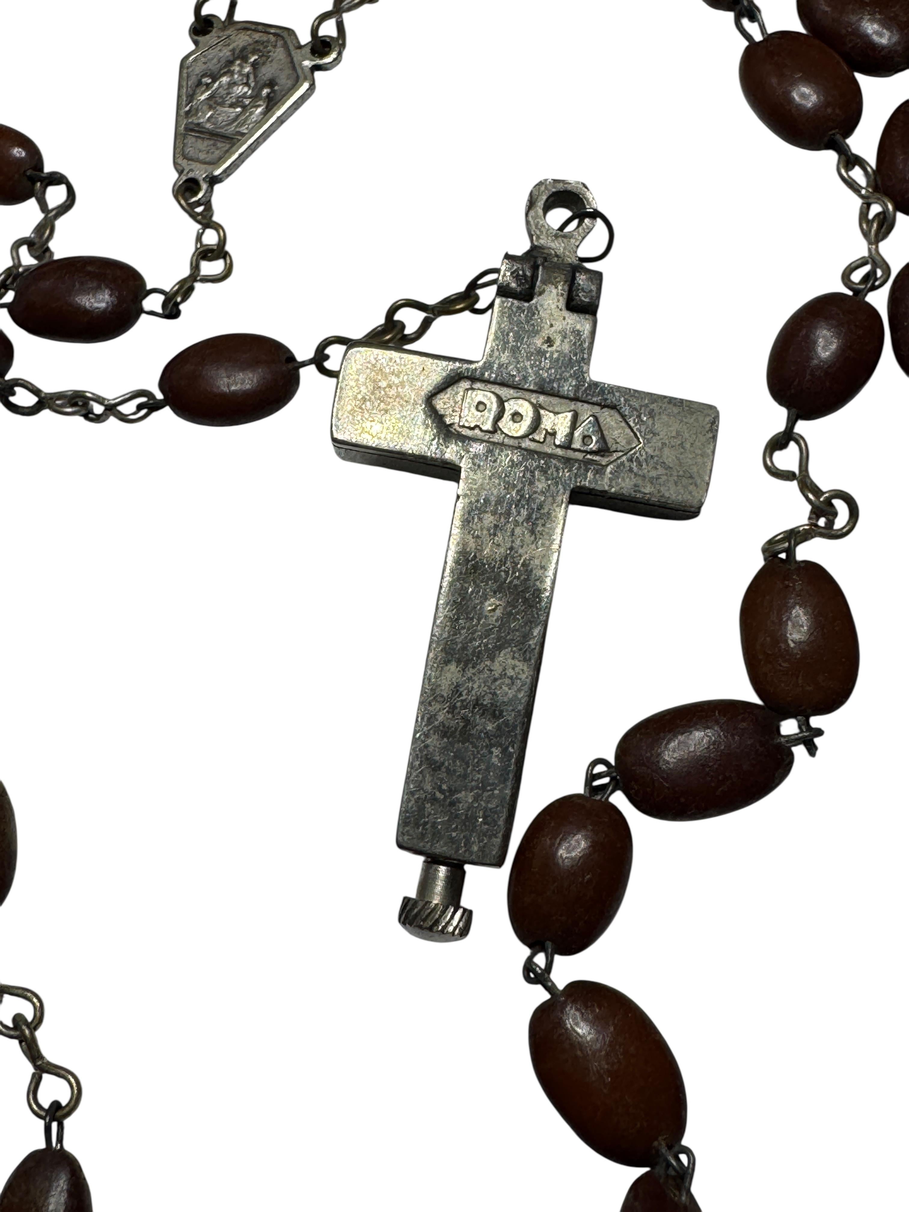 Rosaire Catholique Reliquaire Boîte Crucifix Pendentif Relique Catacombe de Rome Bon état - En vente à Nuernberg, DE