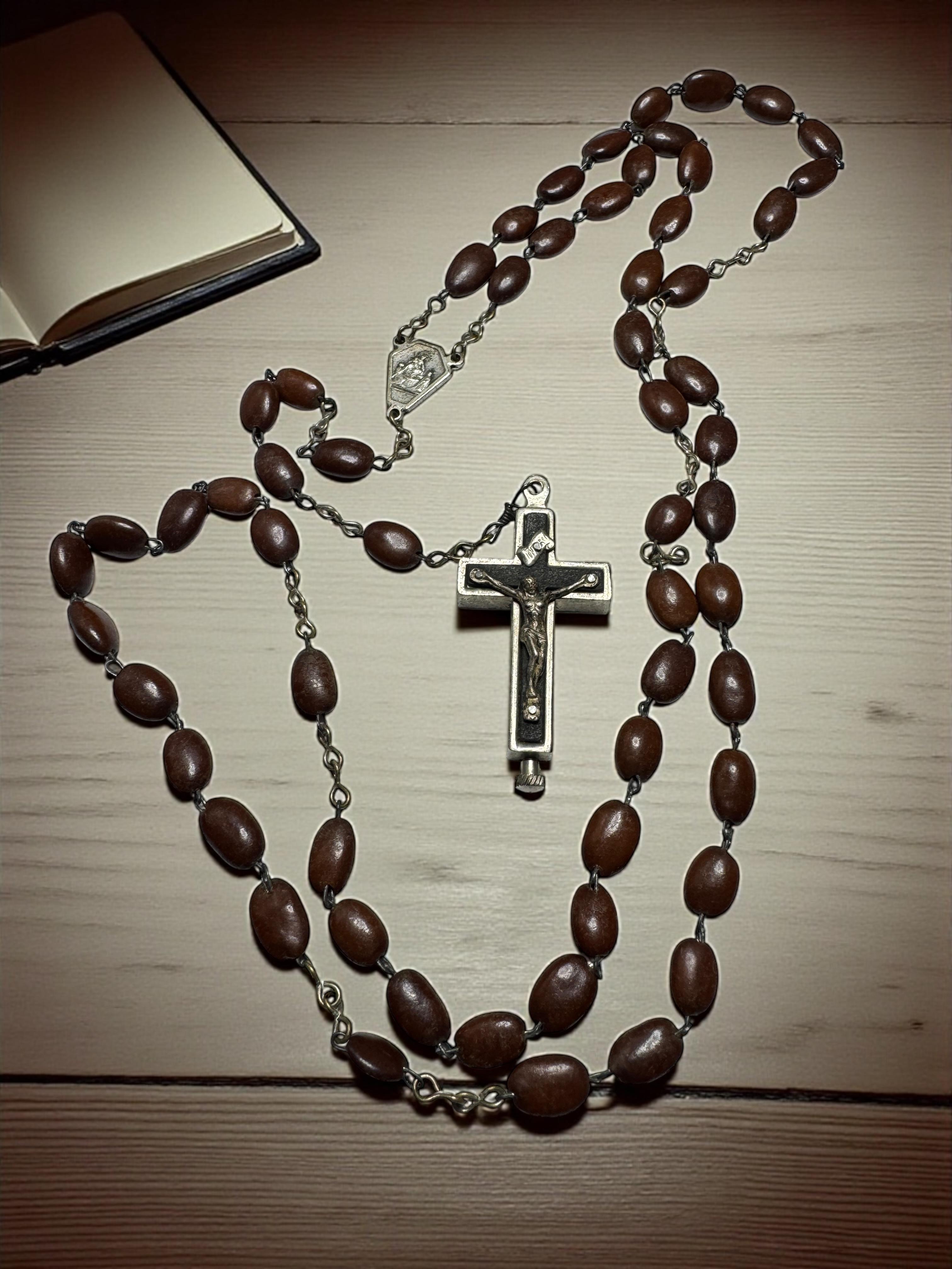 Rosaire Catholique Reliquaire Boîte Crucifix Pendentif Relique Catacombe de Rome en vente 1