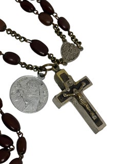 Rosary Catholic Reliquary Box Crucifix Pendant Relics of Saints German, 1930s