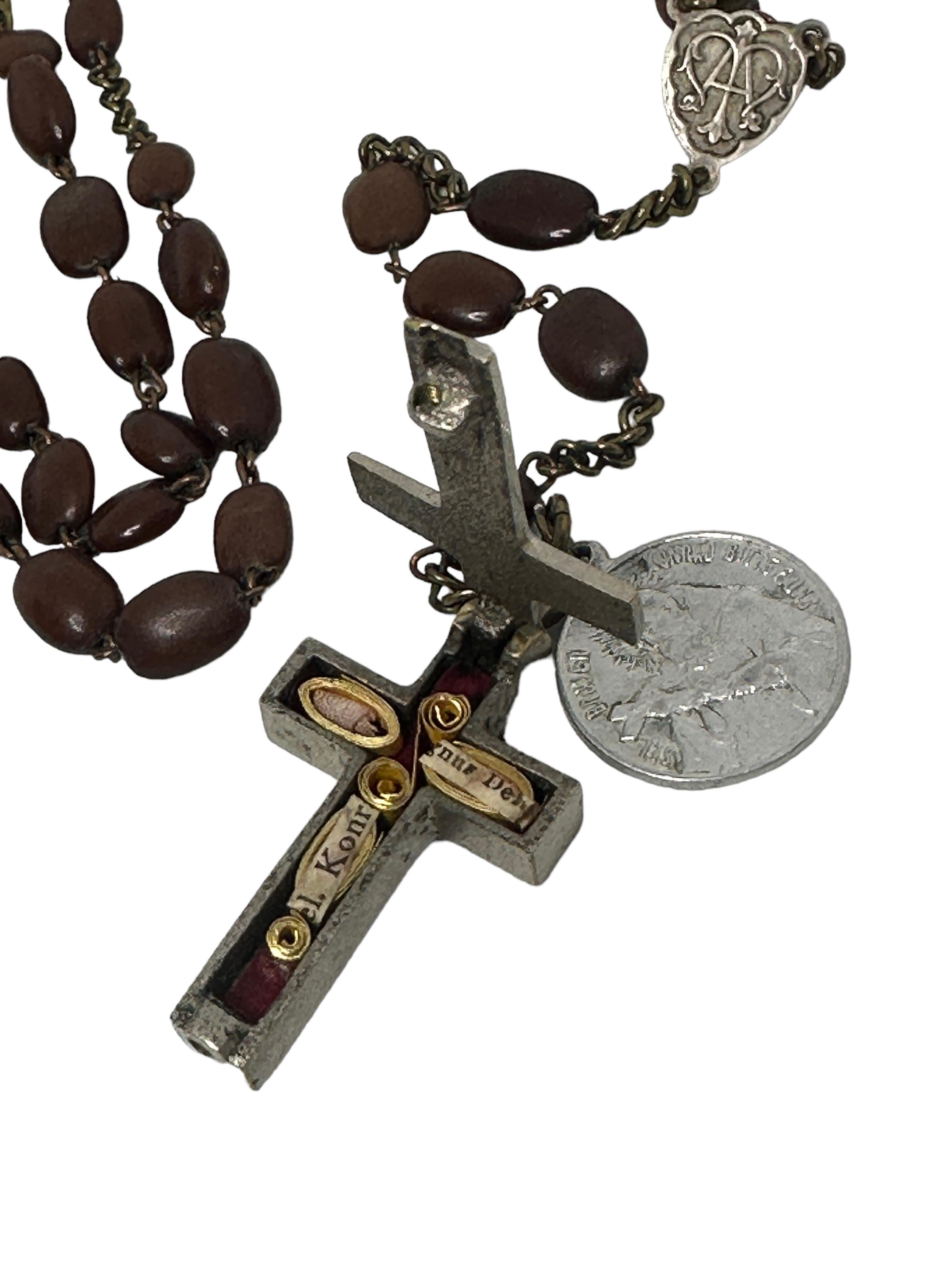 Rosary Catholic Reliquary Box Crucifix Pendant Relics of Saints German, 1930s 1