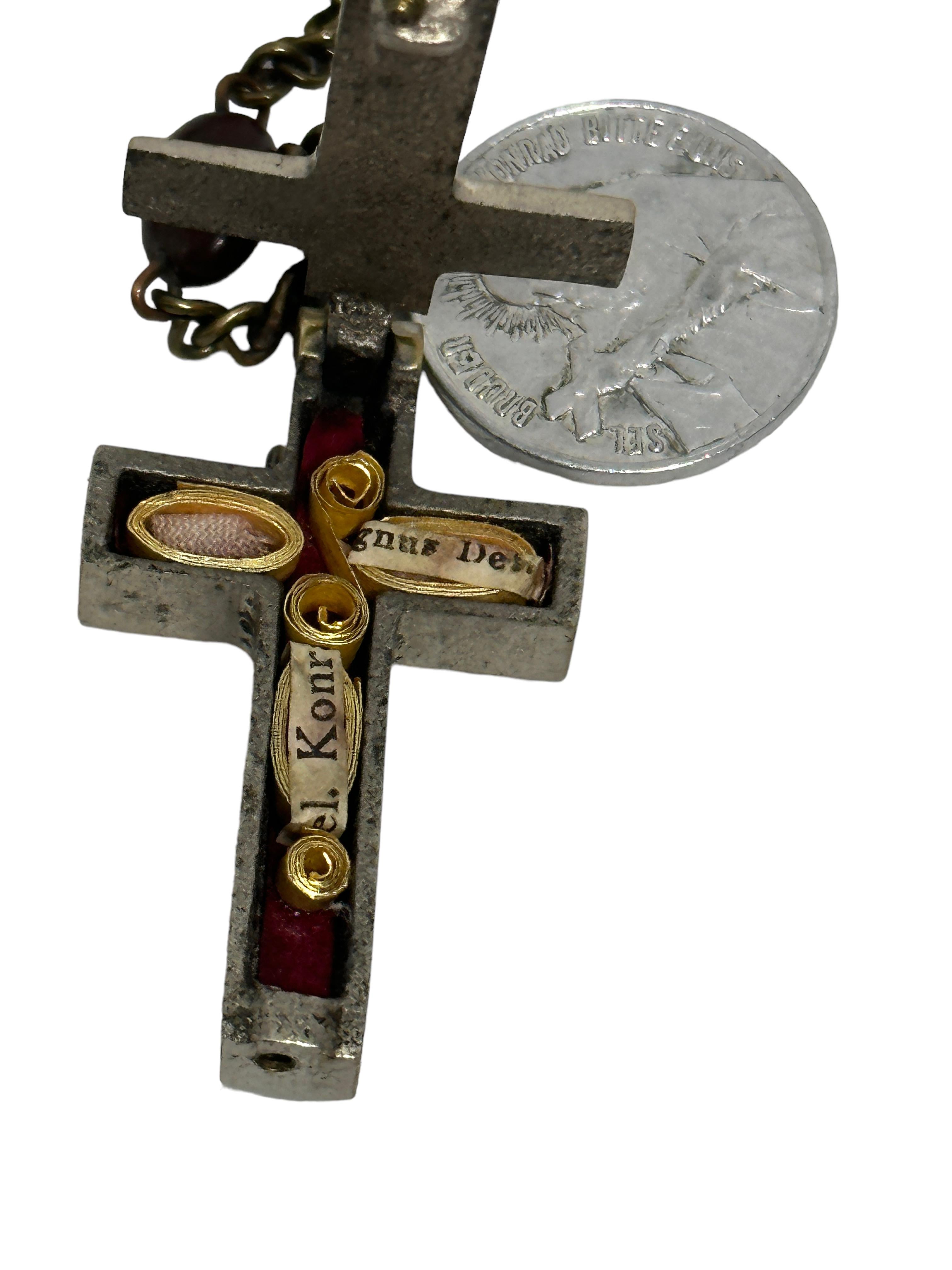 Rosary Catholic Reliquary Box Crucifix Pendant Relics of Saints German, 1930s 2