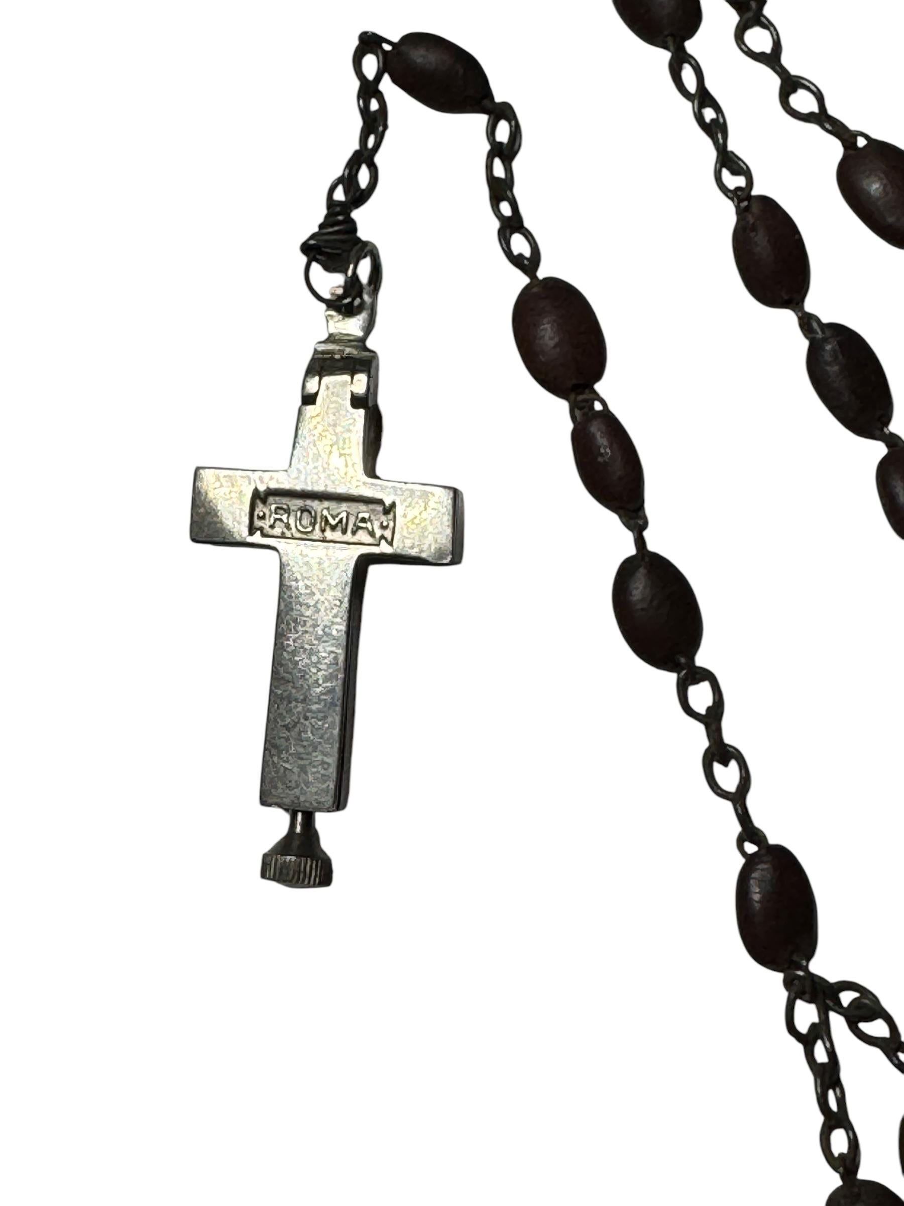 Rosary Catholic Reliquary Box Crucifix Pendant with Relic of a Saint For Sale 4