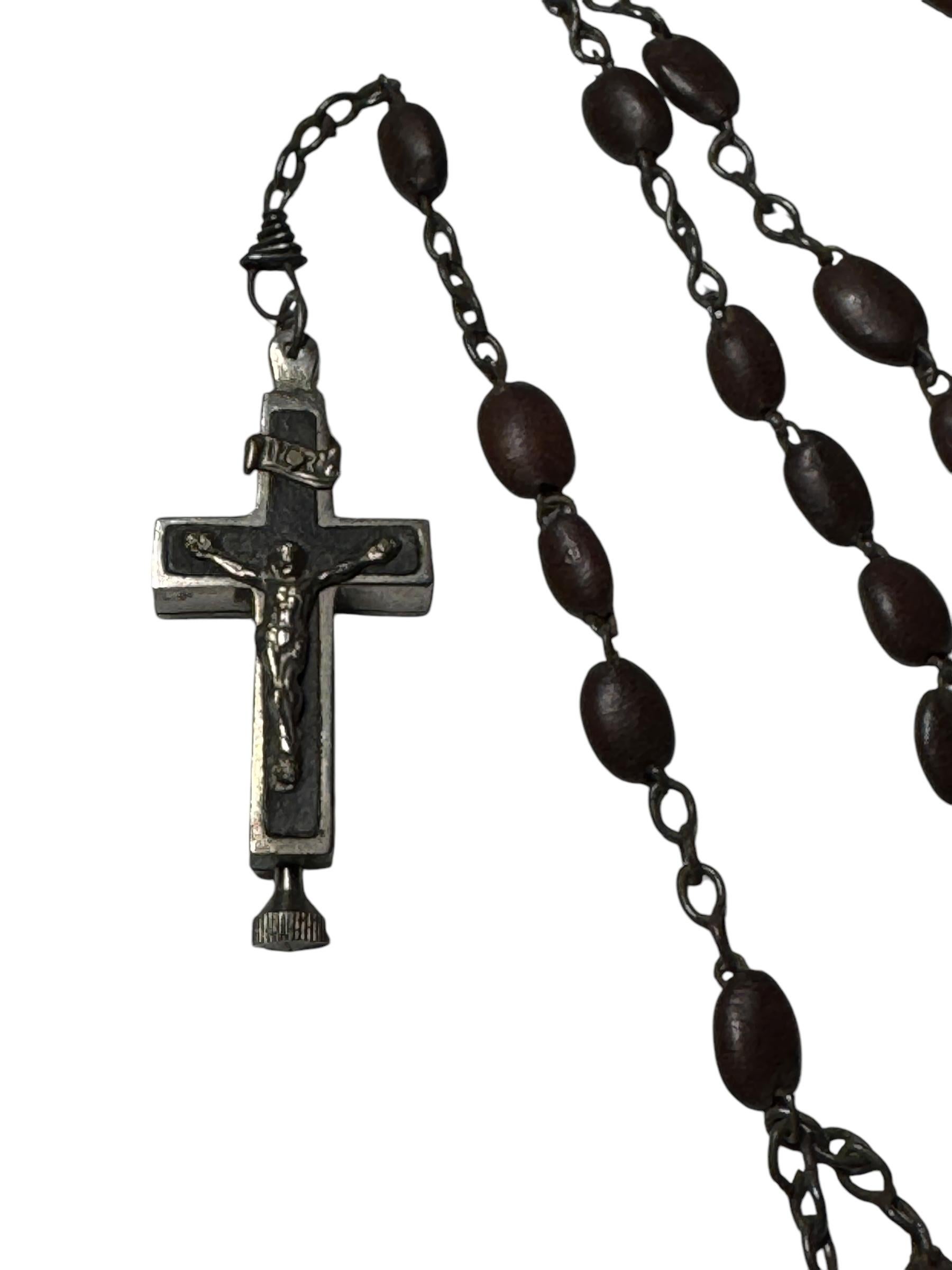 Rosary Catholic Reliquary Box Crucifix Pendant with Relic of a Saint For Sale 1