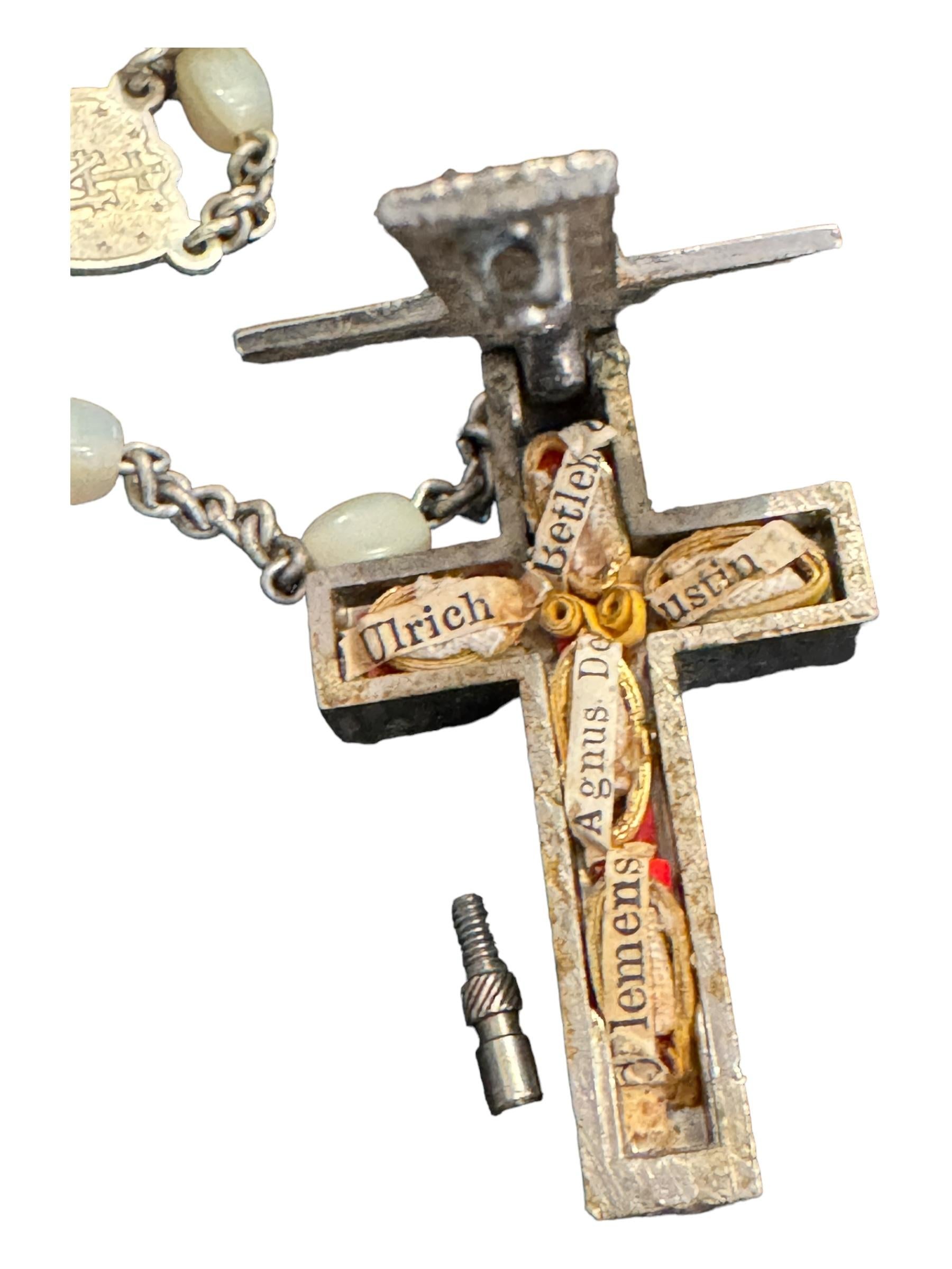Rosary Catholic Reliquary Box Crucifix Pendant with Relics of Catacombs of Rome 6
