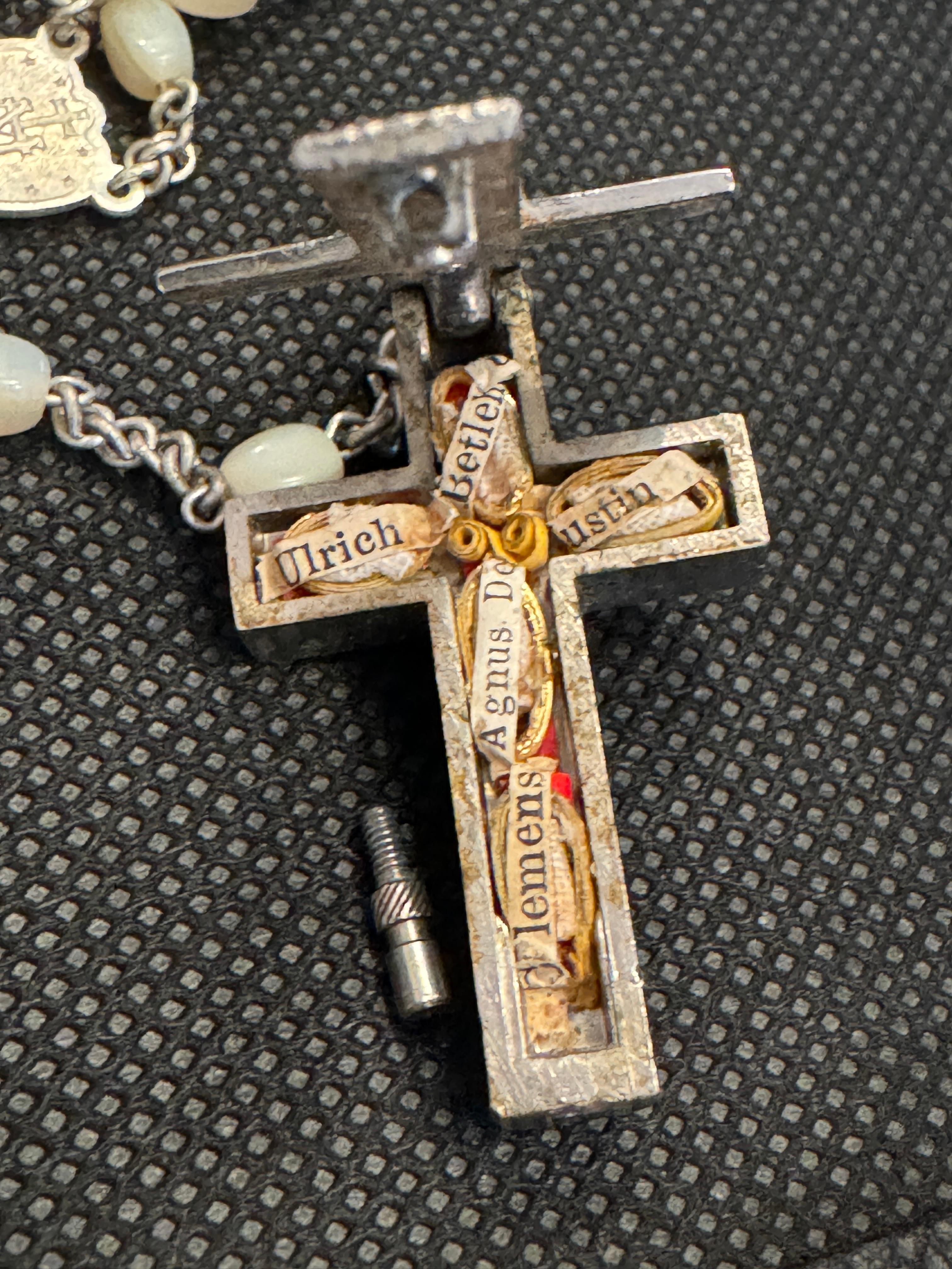Rosary Catholic Reliquary Box Crucifix Pendant with Relics of Catacombs of Rome 7