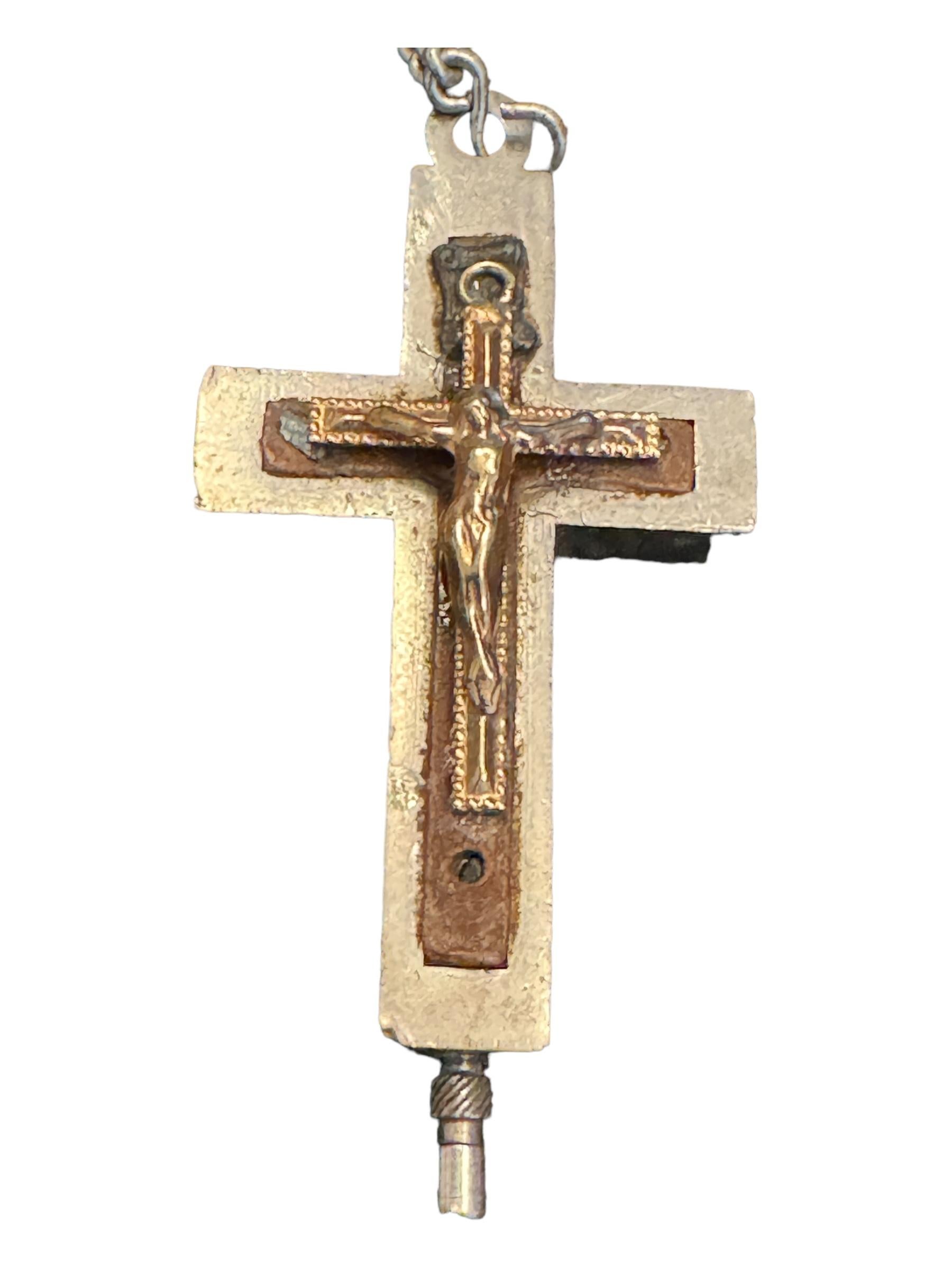 Rosary Catholic Reliquary Box Crucifix Pendant with Relics of Catacombs of Rome 2