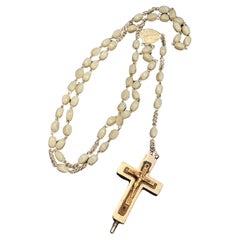 Rosary Catholic Reliquary Box Crucifix Pendant with Relics of Catacombs of Rome