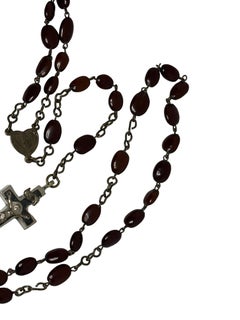 Rosary Catholic Reliquary Box Crucifix Pendant with Relics of Saints, 1930s
