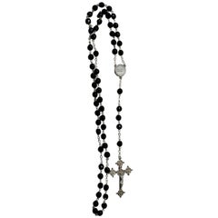 Vintage Rosary from the Vatican Library Black Czech Beading
