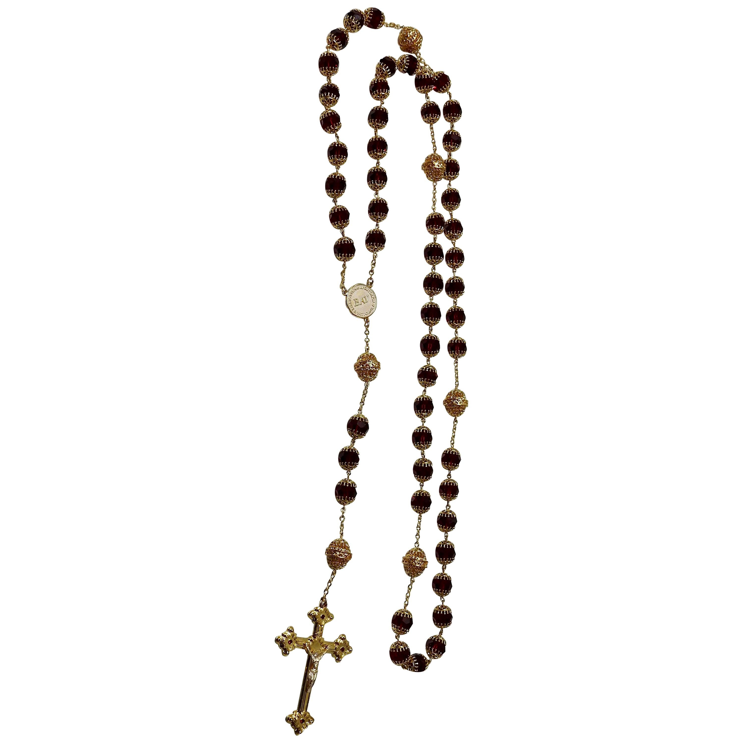 Rosary from the Vatican Library Red Czech Beads