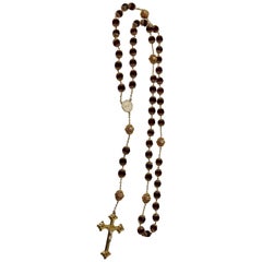 Retro Rosary from the Vatican Library Red Czech Beads