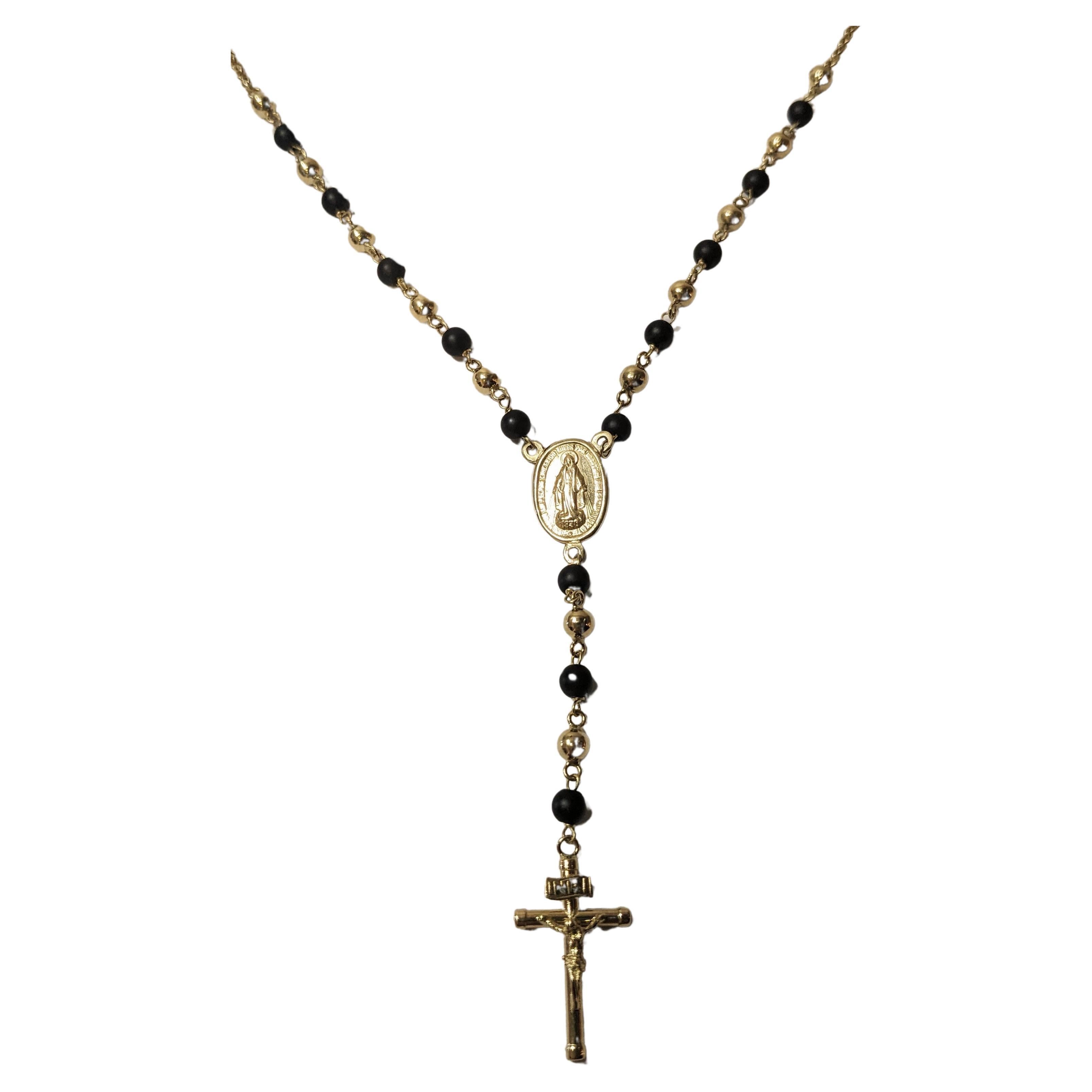 Rosary Necklace in 18k Gold and Onyx For Sale
