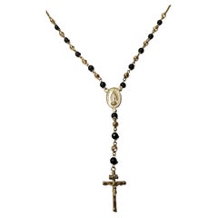Used Rosary Necklace in 18k Gold and Onyx