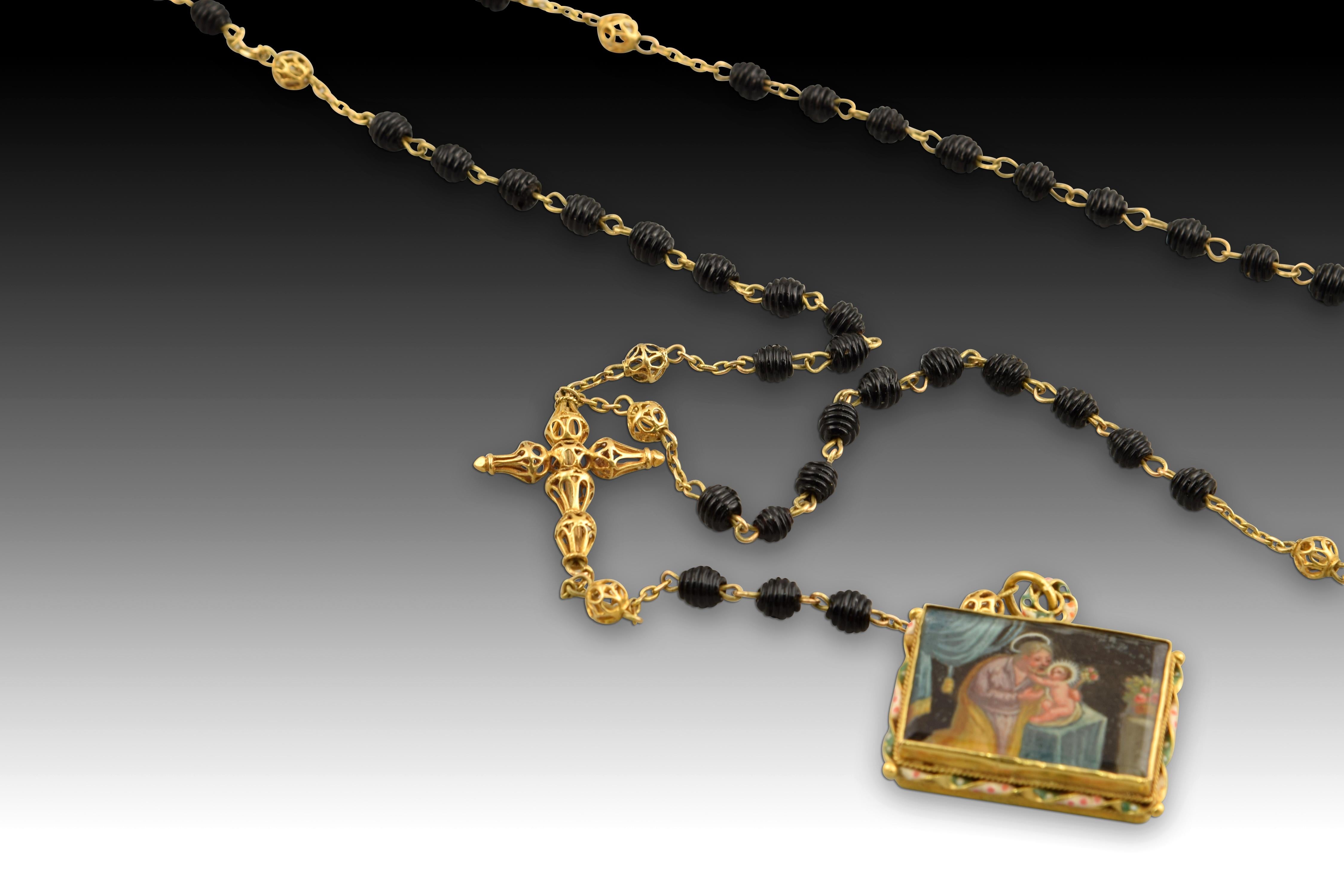 Spanish Rosary with Devotional Pendant, Mallorca School, Spain, 17th Century