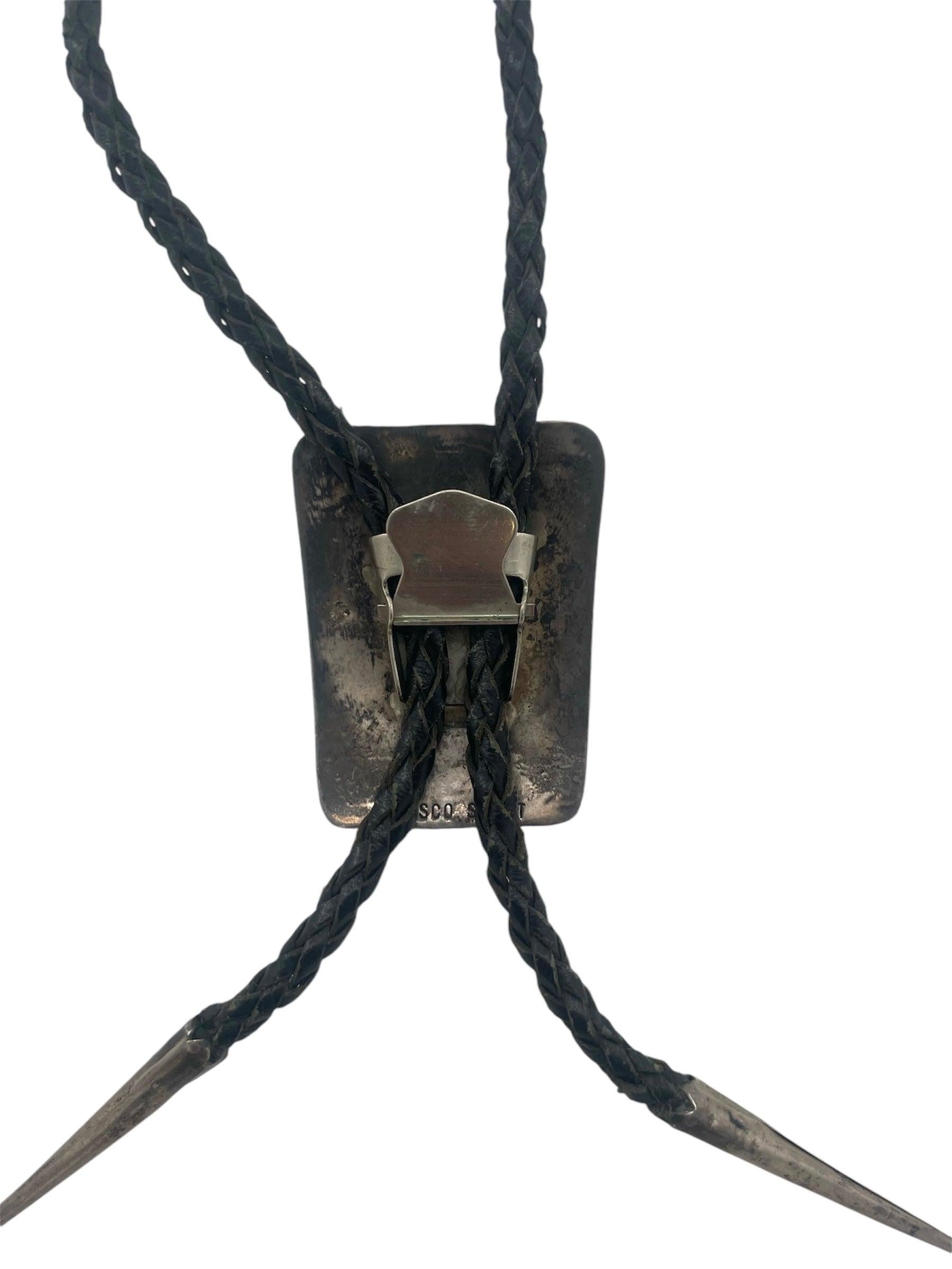 Black Rosco Scott Sterling Silver Navajo Bear Bolo Tie For Sale