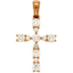 Pendentif en forme de croix en or 18 carats avec diamants roses 0,42 carat VS