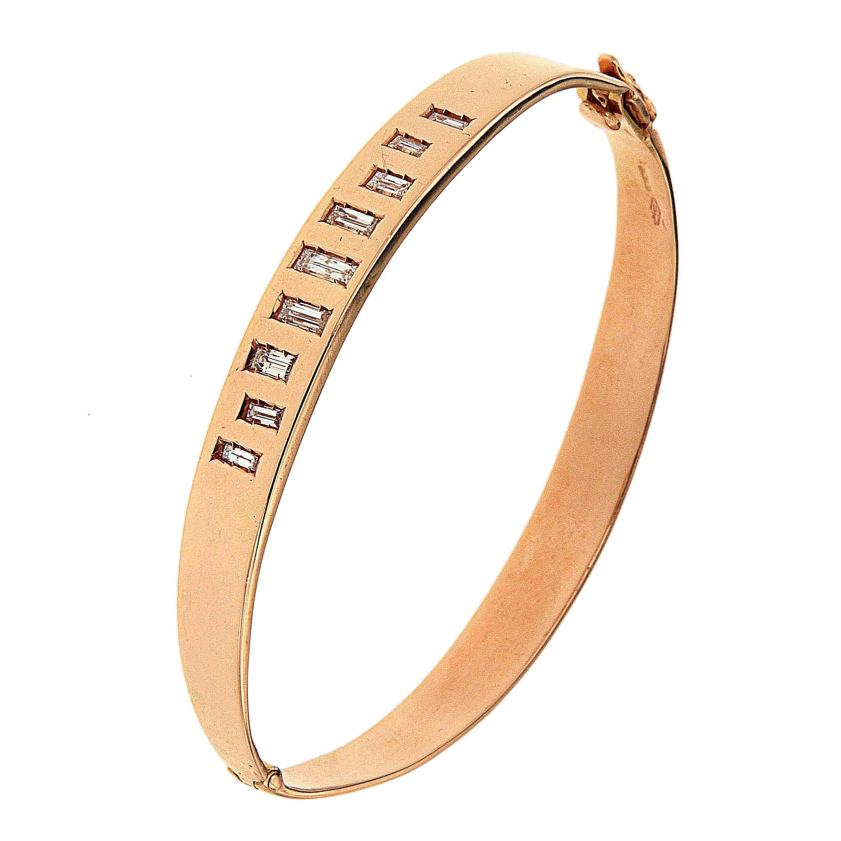 Diamanten Rose 18 Karat Gold Armband Handcrafted in Italien von Botta Gioielli im Angebot