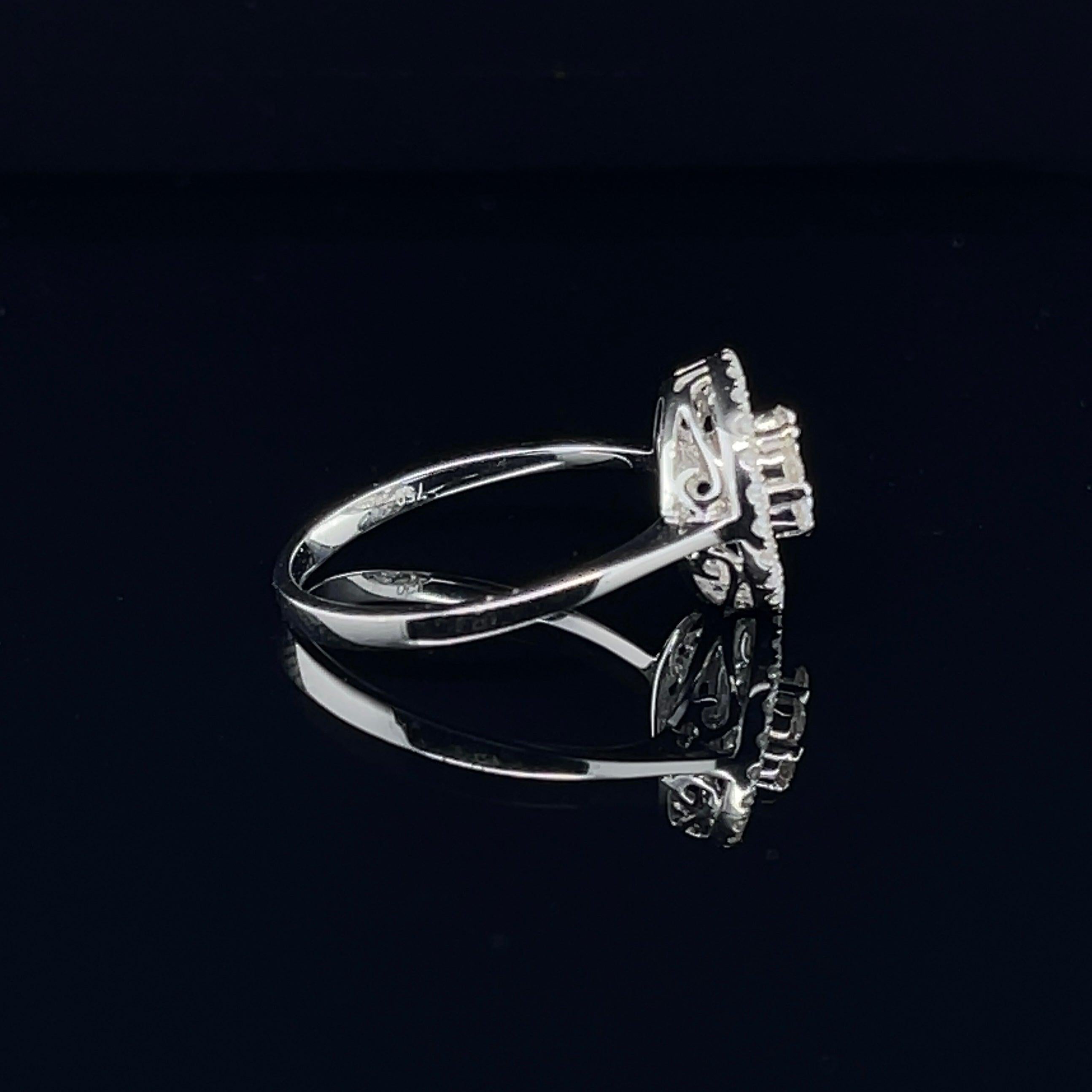 'Rose' 18ct White Gold Engagement Cluster Ring For Sale 1