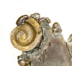 Rose Amethyst with 18th Century Italian Scroll Fragments and Baroque Pearls