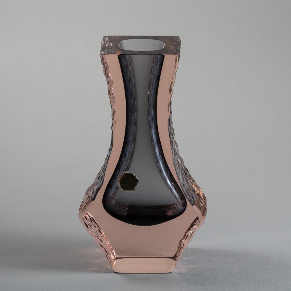 20th Century Rose and Charcoal Mandruzzato Glass Vase For Sale
