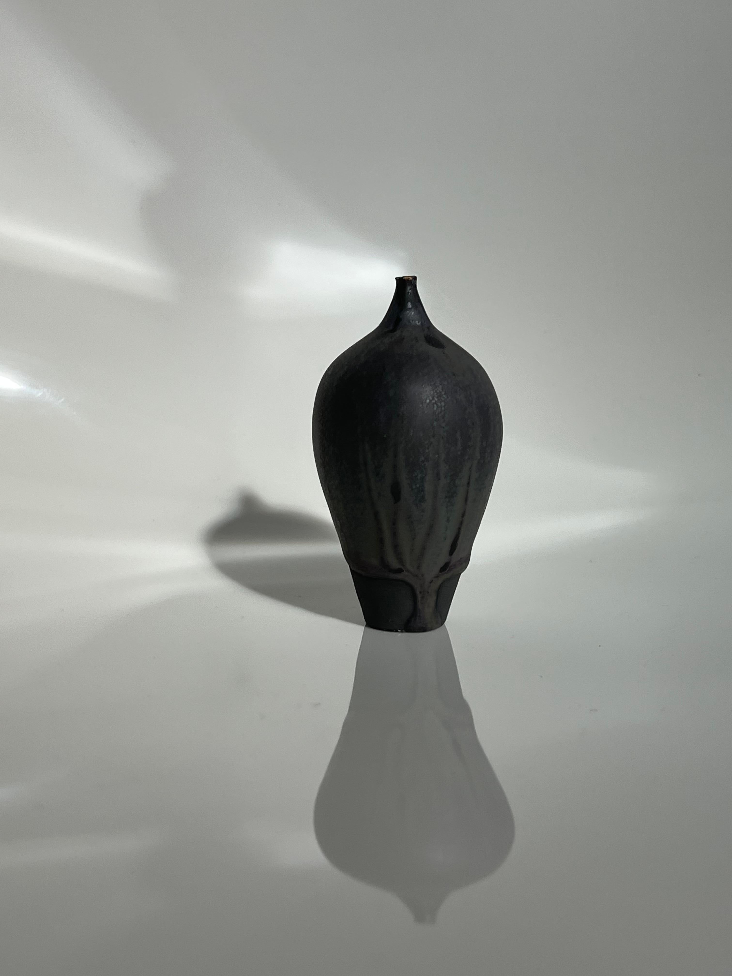 Rose and Erni Cabat Glazed Porcelain Feelie Vase, Purple, Grey Ceramic In Good Condition In Brooklyn, NY
