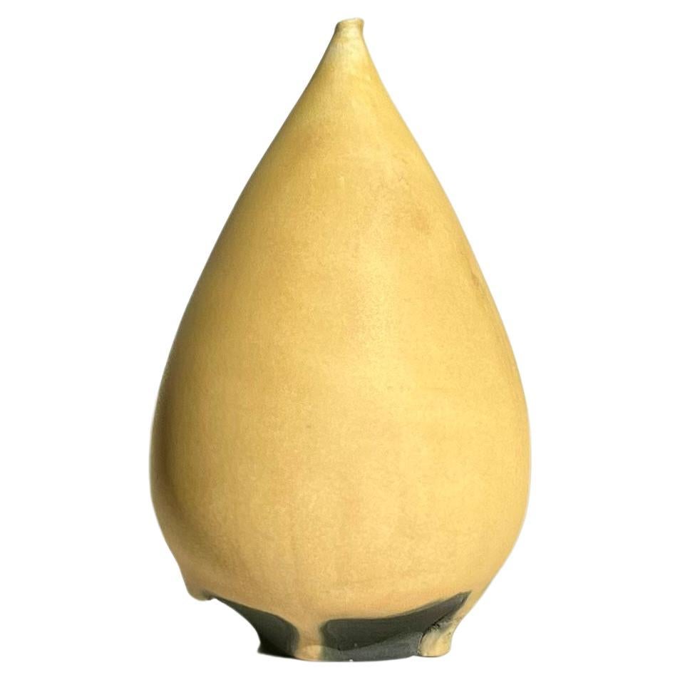 Rose and Erni Cabat Glazed Porcelain Feelie Vase, Yellow, Cream Ceramic For Sale