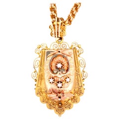 Rose and Green Gold Victorian Chain and Locket