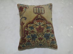 Zabihi Collection Rose and Khaki Persian Kerman Rug Pillow