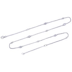 Chaîne collier classique en or blanc 18 carats avec diamants taille rose et ronde