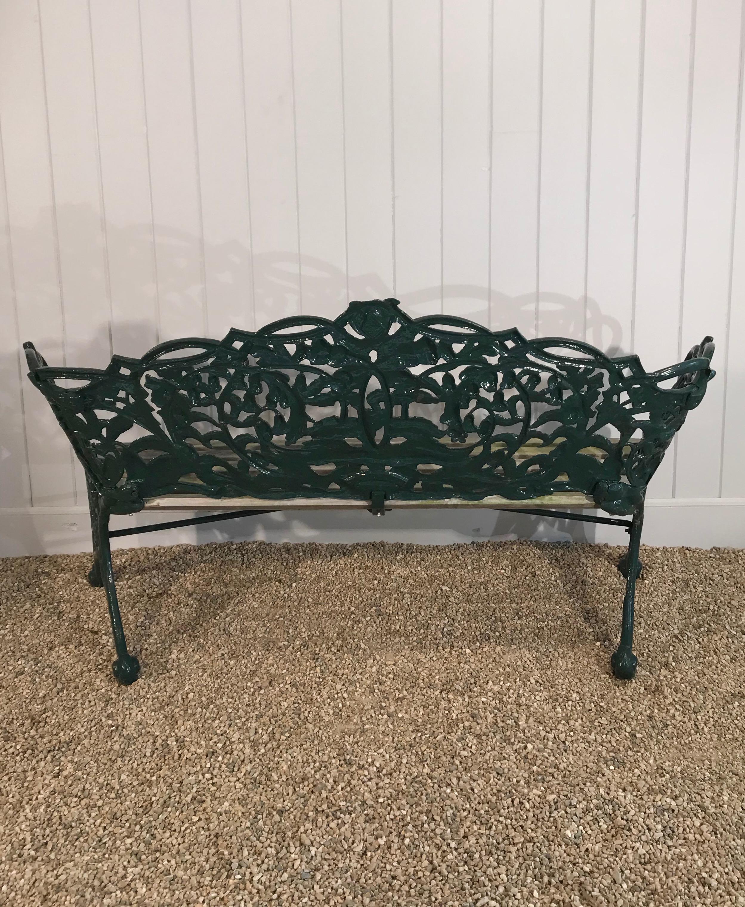Oak Rose and Thistle Cast Iron Bench by T. Perry and Sons, Glasgow, 1858 For Sale