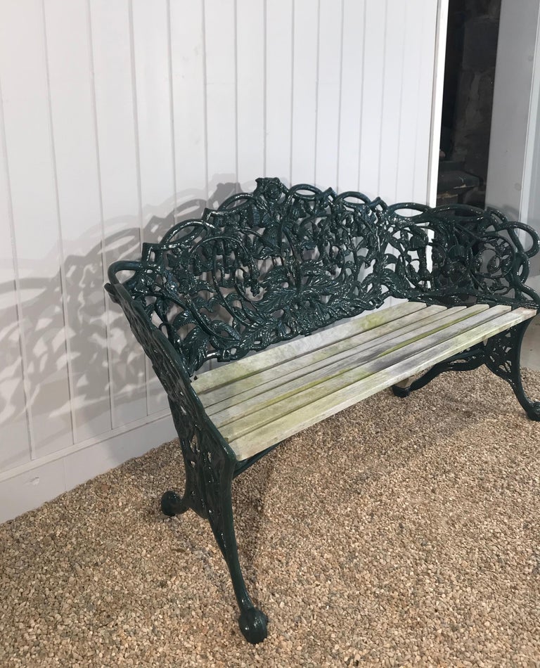 Victorian Rose and Thistle Cast Iron Bench by T. Perry and Sons, Glasgow, 1858 For Sale