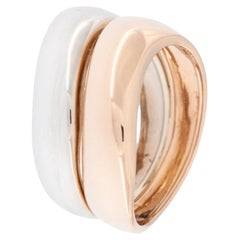 Rose and White 18 karat Gold Double Wave Ring