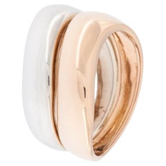 Bague double vague en or 18 carats rose et blanc