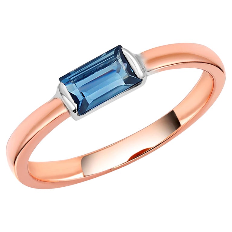 Rose and White Gold Baguette Sapphire Solitaire Stacking Band at 1stDibs