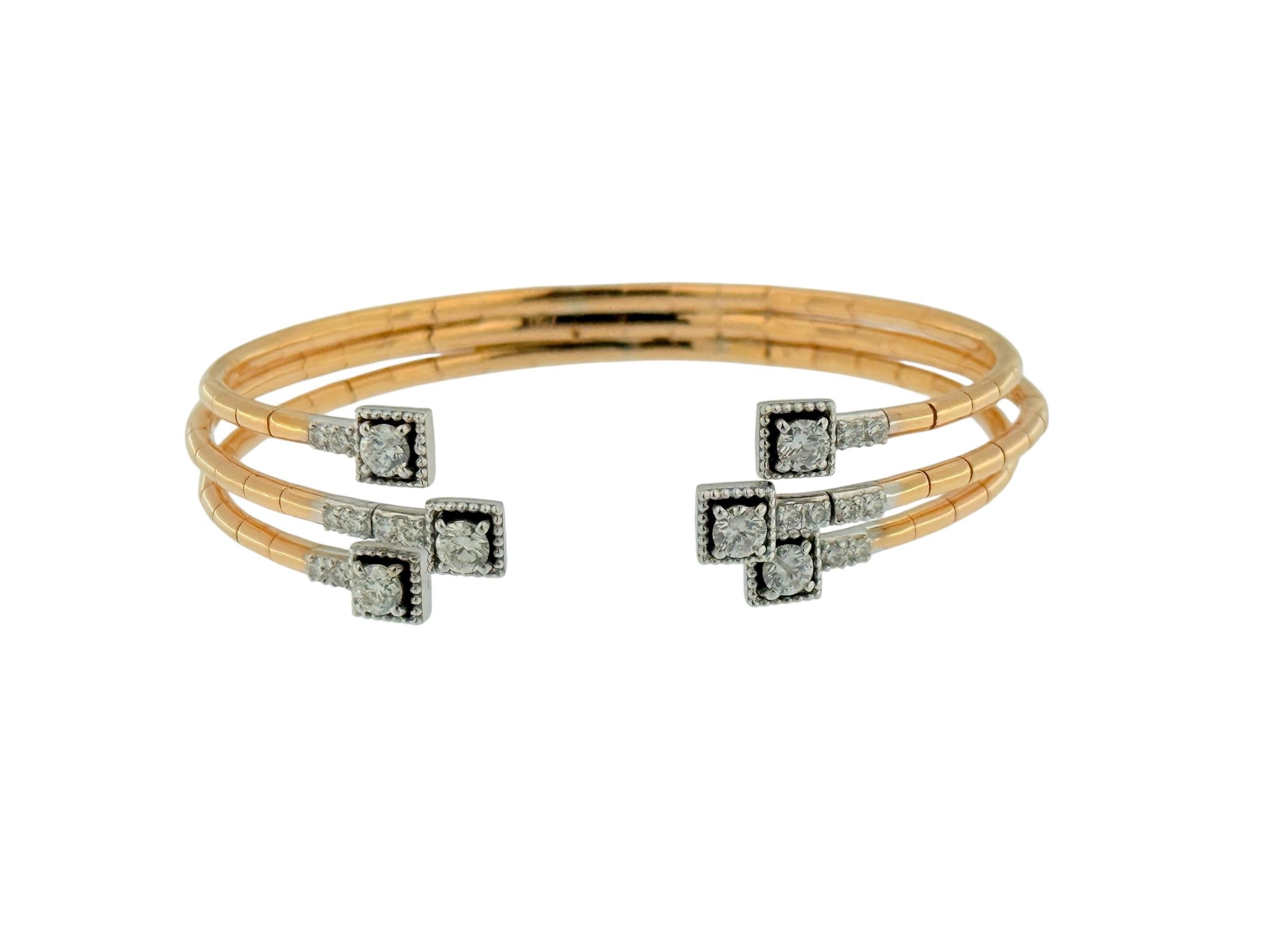 Taglio brillante Bracciale in oro rosa e bianco con diamanti Nature in vendita