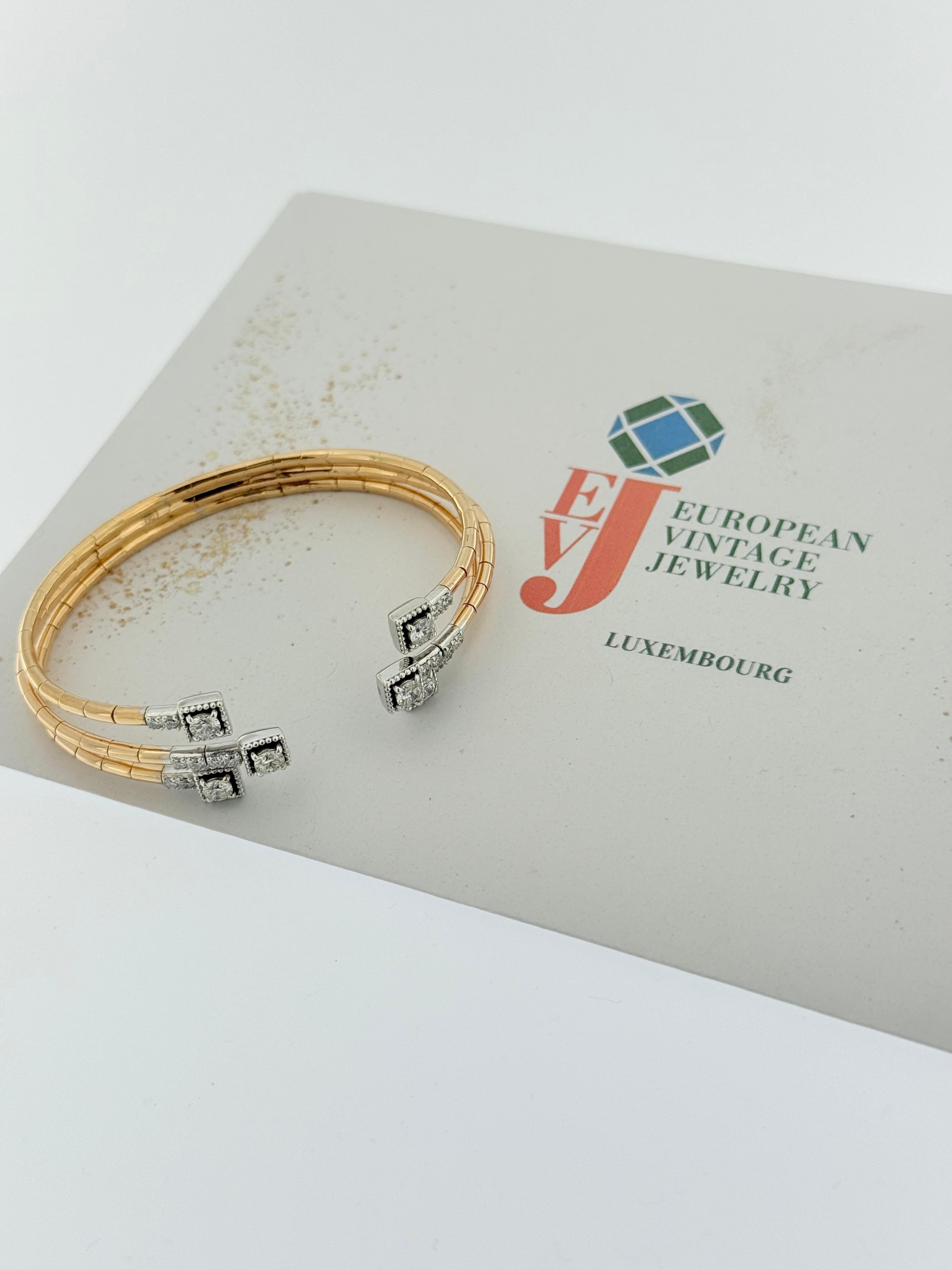 Bracciale in oro rosa e bianco con diamanti Nature In condizioni ottime in vendita a Esch sur Alzette, Esch-sur-Alzette