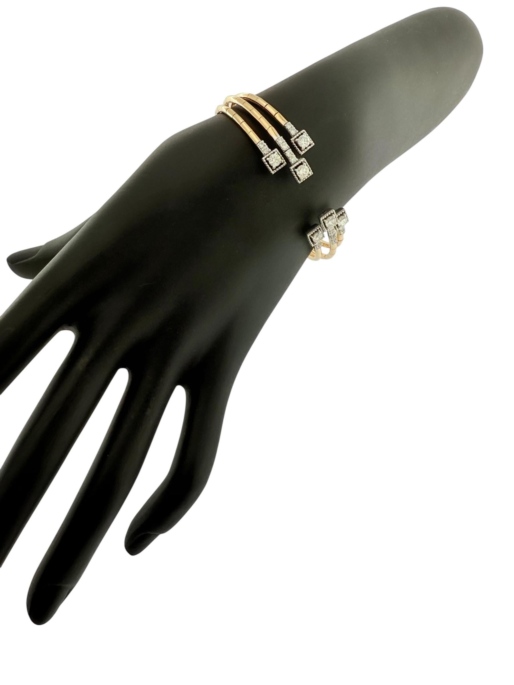 da uomo o donna Bracciale in oro rosa e bianco con diamanti Nature in vendita