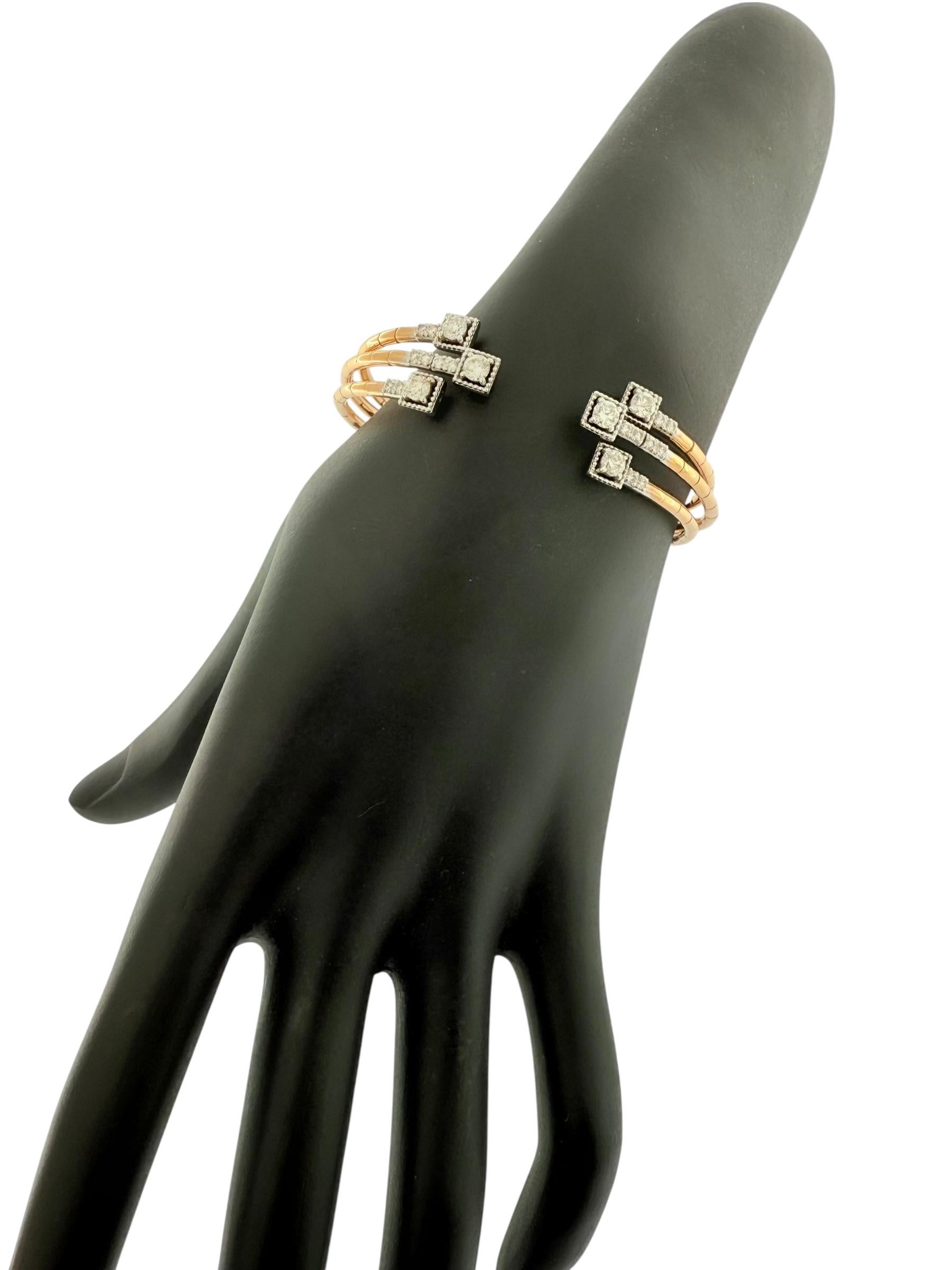 Bracciale in oro rosa e bianco con diamanti Nature in vendita 1