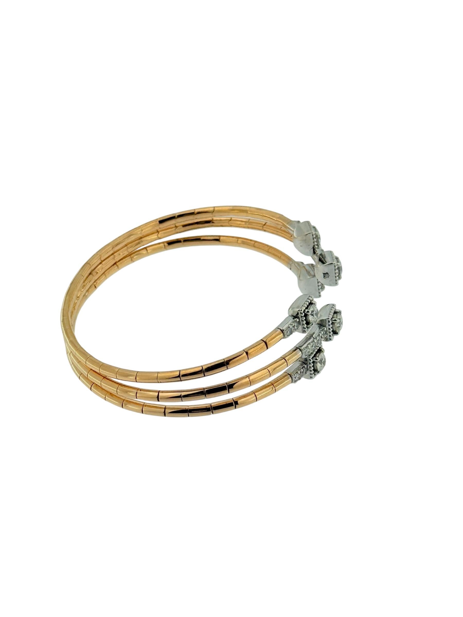 Bracciale in oro rosa e bianco con diamanti Nature in vendita 2