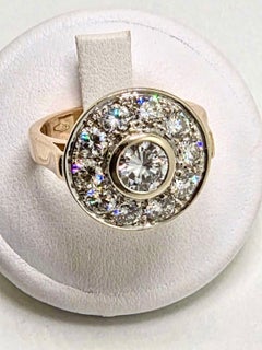 Rose and White Gold Ring with 1ct Center Diamond and Surrounding Diamonds