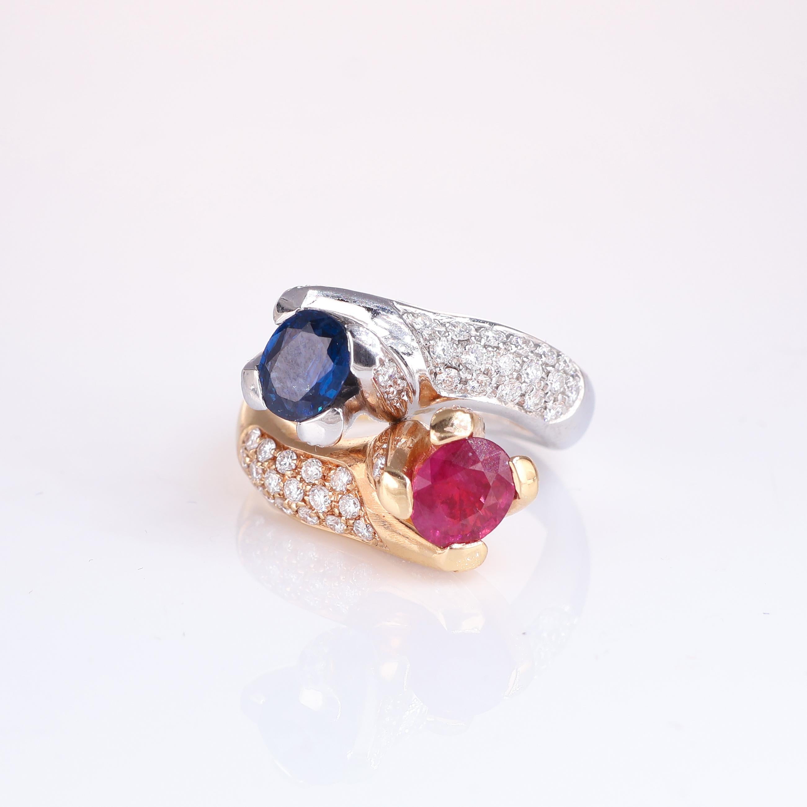 IMPORTANT NOTE:
✔ No additional costs will be added to this order.
✔ Shipping and customs duties are fully covered by us.
--------------------
An elegant ring crafted in 18K rose and white gold, featuring a stunning combination of a 1.02-carat