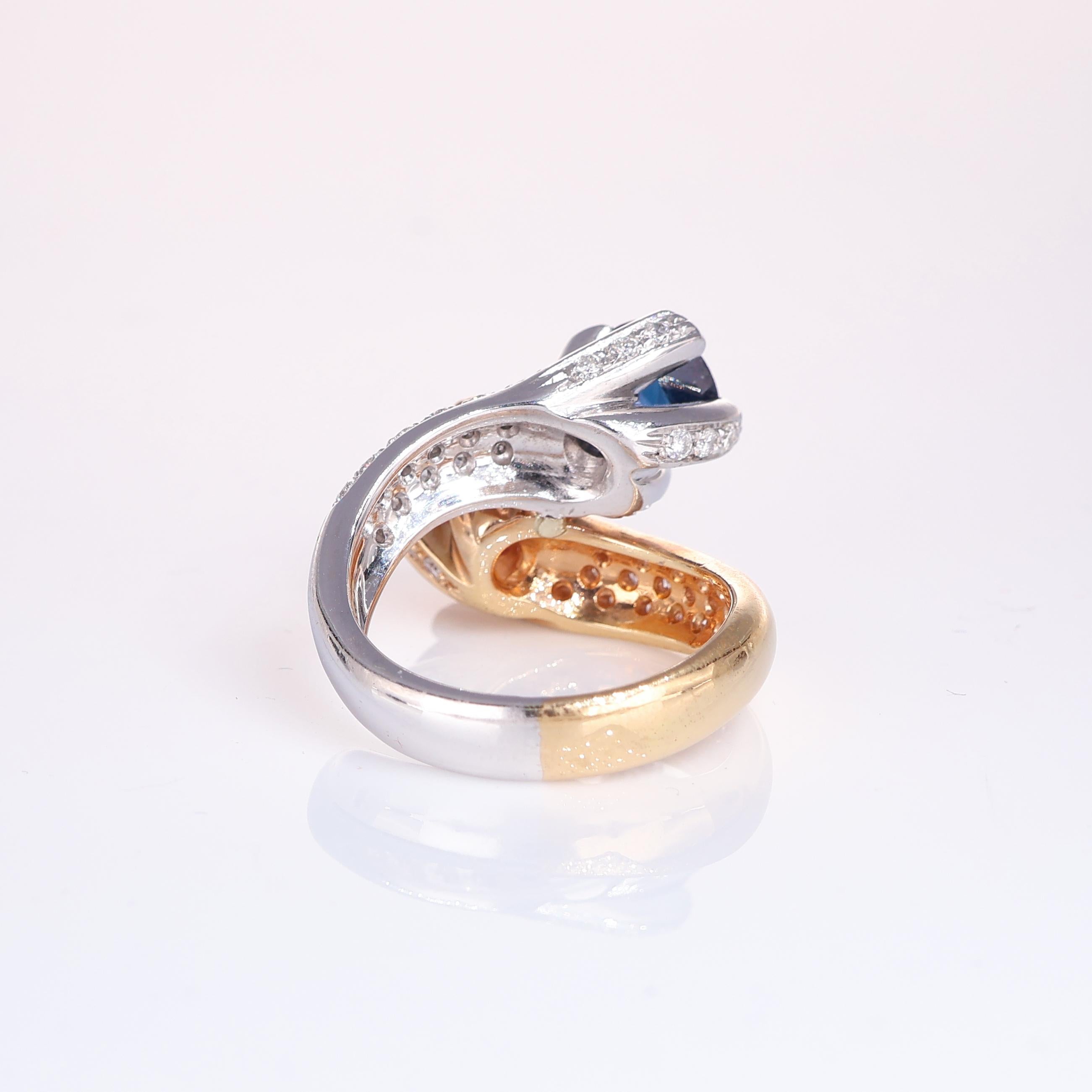 Women's or Men's Rose and White Gold Ring with Sapphire, Ruby, and Diamonds For Sale