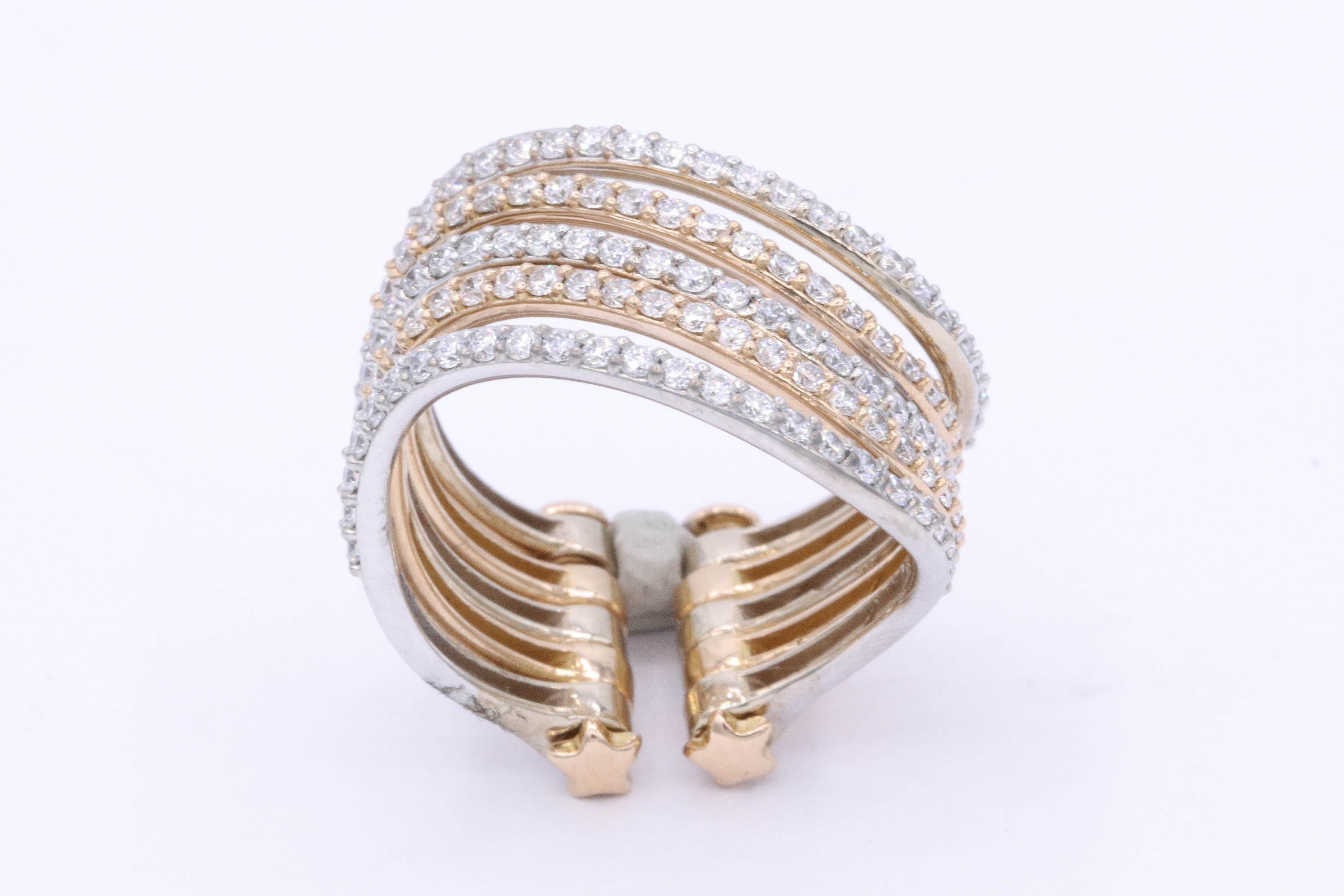 Rose and White Gold Stackable Wave Flexible Band Fashion Ring 7